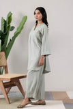 KUDIORY Women’s Sage Green Solid Kurta with Straight Pants Co-Ord Set