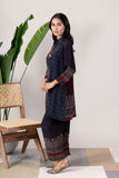 KUDIORY Women Navy Blue Printed Straight Kurta with Palazzo Pants