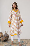 KUDIORY Floral Printed V-Neck Pure Cotton Kurta