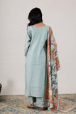 KUDIORY Women’s Sea Green Embroidered Kurta with Straight Palazzos & Printed Dupatta