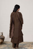 KUDIORY Women’s Brown Embroidered A-Line Kurta with Straight Trousers & Dupatta