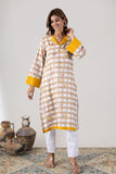 KUDIORY Floral Printed V-Neck Pure Cotton Kurta