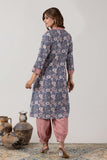 KUDIORY Women Mauve Floral Printed A-Line Kurta with Patiala Pants
