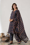 KUDIORY Women Navy Blue Floral Printed Kurta with Trousers & Dupatta