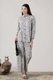 KUDIORY Women White Floral Printed Co-Ord Set with Shirt & Wide-Leg Trousers