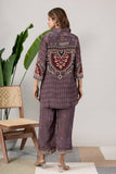 KUDIORY Women Mauve & Maroon Printed Straight Kurta with Matching Palazzos Ethnic Co-Ord Set