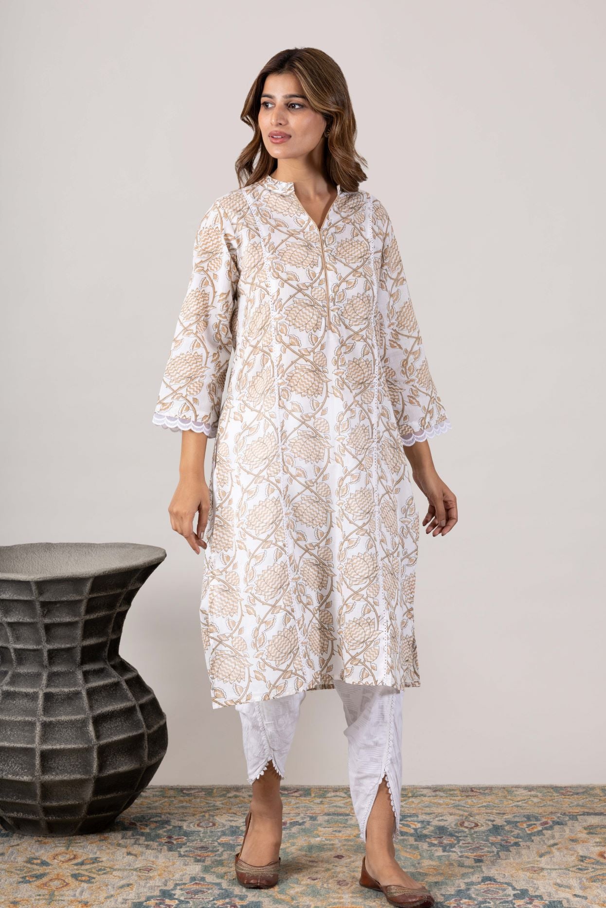 KUDIORY Floral Printed Pure Cotton Kurti