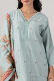 KUDIORY Women’s Sea Green Embroidered Kurta with Straight Palazzos & Printed Dupatta
