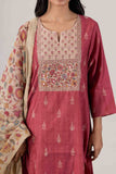 KUDIORY Women’s Maroon Floral Printed Kurta with Beige Trousers & Printed Dupatta