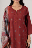 KUDIORY Women Maroon Embroidered Kurta with Trousers & Printed Dupatta