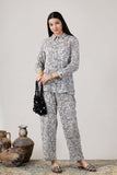 KUDIORY Women White Floral Printed Co-Ord Set with Shirt & Wide-Leg Trousers