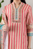 KUDIORY Women Pink Striped Printed Kurta with Trousers & Dupatta Set