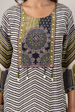 KUDIORY Women Black & Olive Green Geometric Printed Kurta with Palazzos & Dupatta
