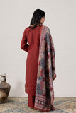KUDIORY Women Maroon Embroidered Kurta with Trousers & Printed Dupatta