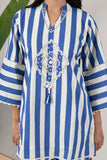 KUDIORY Women Blue & White Striped Printed Kurta with Palazzo Pants Co-Ord Set
