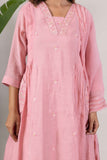 KUDIORY Women’s Pink Embroidered Kurta with Trousers & Dupatta