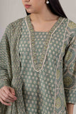 KUDIORY Women’s Green Printed Kurta with Printed Trousers & Dupatta